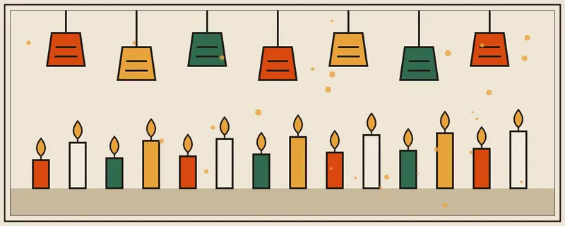 Velitas encendidas y faroles de papel para el Día de las Velitas de diciembre
