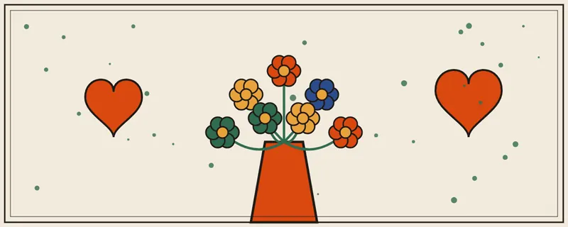 Ramo de flores y corazones ilustrado para el mes de la madre, mayo