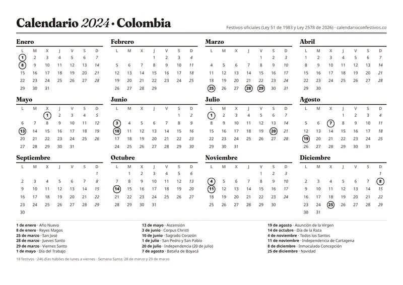 Vista previa del calendario 2024 blanco y negro para imprimir