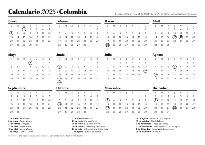 Vista previa del calendario 2025 blanco y negro para imprimir